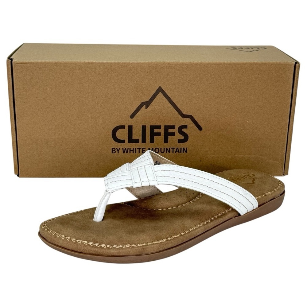 Cliffs by White Mountain Fateful White Faux Leather Womens Thong Sandals Size 8M - Picture 10 of 12